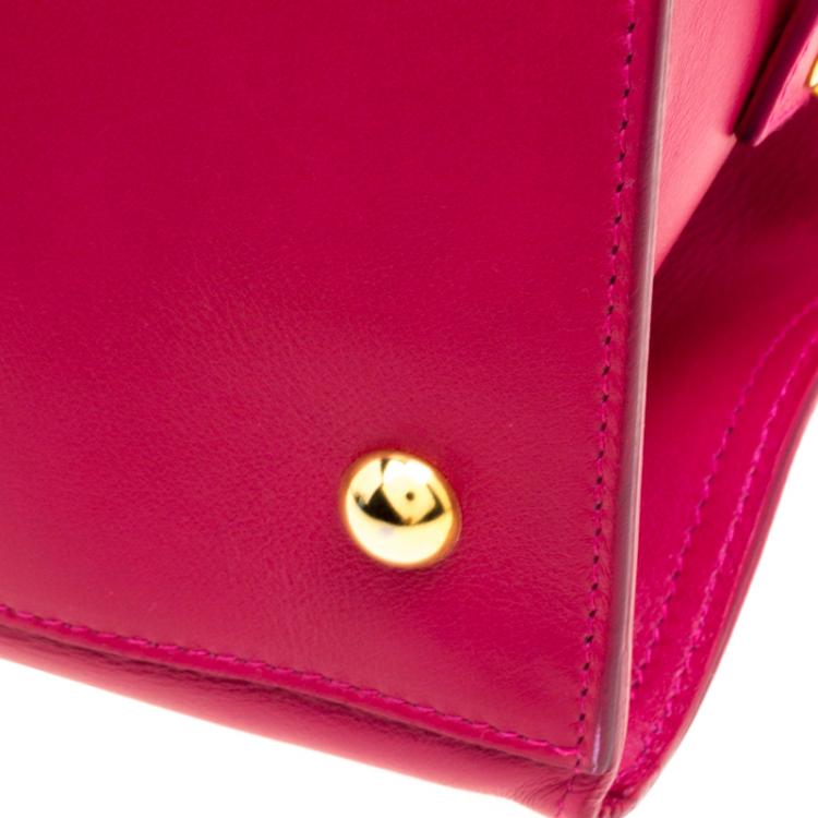 Pre Owned Saint Laurent Hot Pink Leather Medium Cabas Chyc Tote
