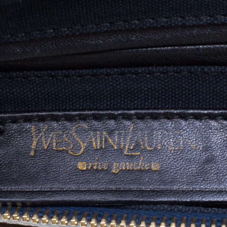 Pre Owned Saint Laurent Paris Navy Blue Patent Leather Medium Majorelle Satchel