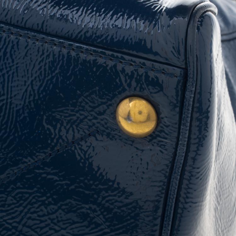 Pre Owned Saint Laurent Paris Navy Blue Patent Leather Medium Majorelle Satchel