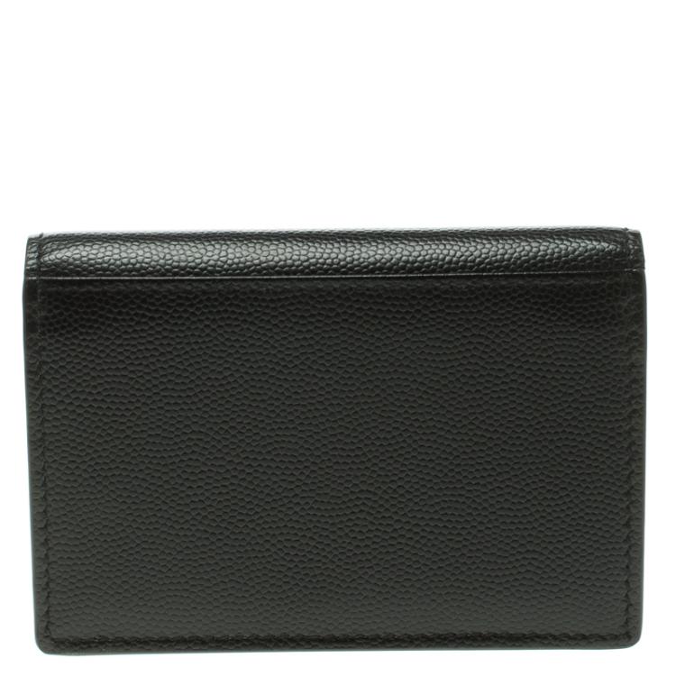 Pre Owned Saint Laurent Black Textured Leather Business Card Holder 