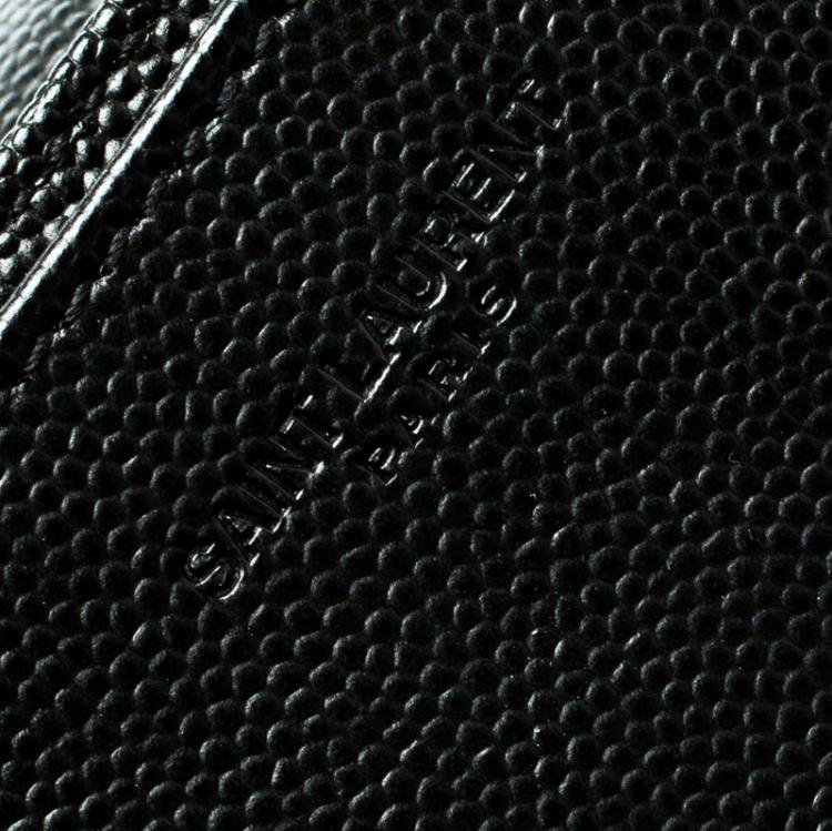 Pre Owned Saint Laurent Black Textured Leather Business Card Holder 