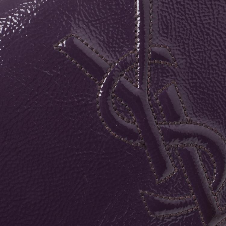 Pre Owned Saint Laurent Purple Patent Leather Belle De Jour Clutch