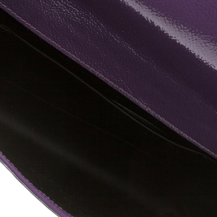 Pre Owned Saint Laurent Purple Patent Leather Belle De Jour Clutch