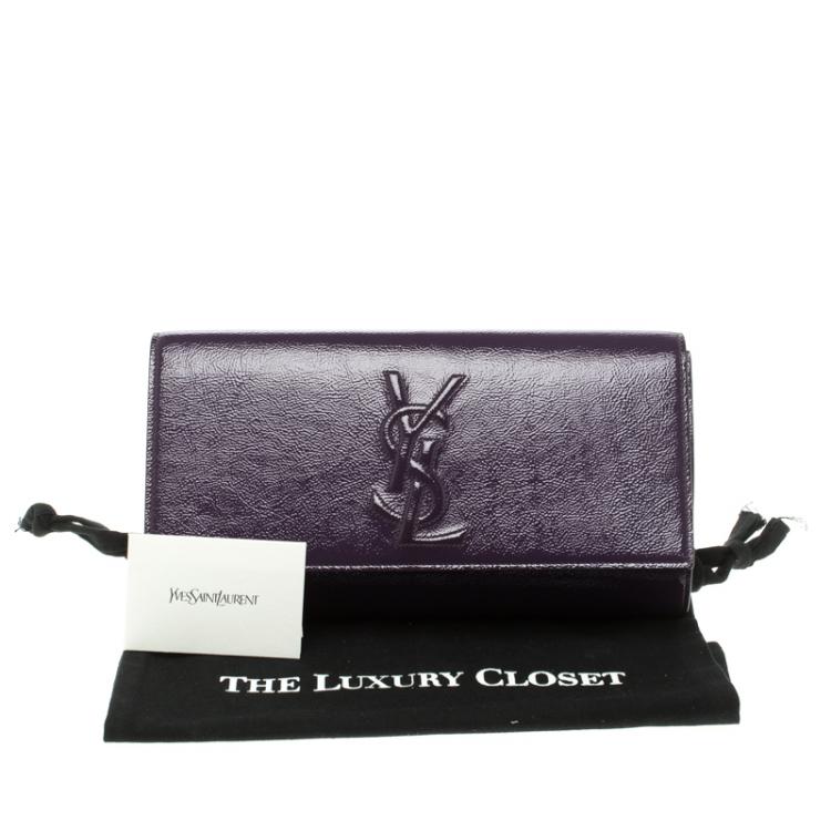 Pre Owned Saint Laurent Purple Patent Leather Belle De Jour Clutch