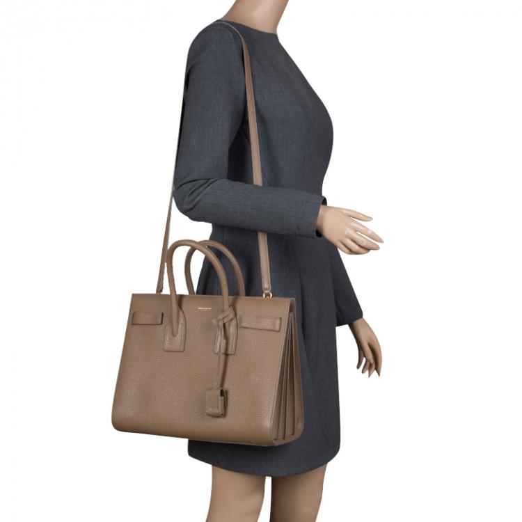 Pre Owned Saint Laurent Peanut Brown Leather Small Classic Sac De Jour Tote