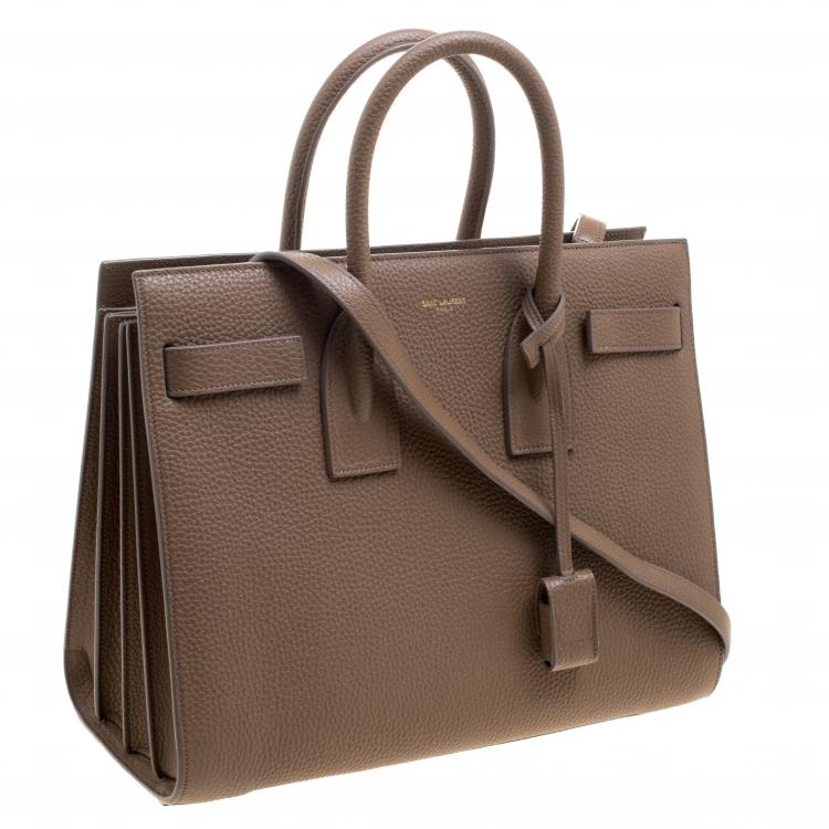 Pre Owned Saint Laurent Peanut Brown Leather Small Classic Sac De Jour Tote