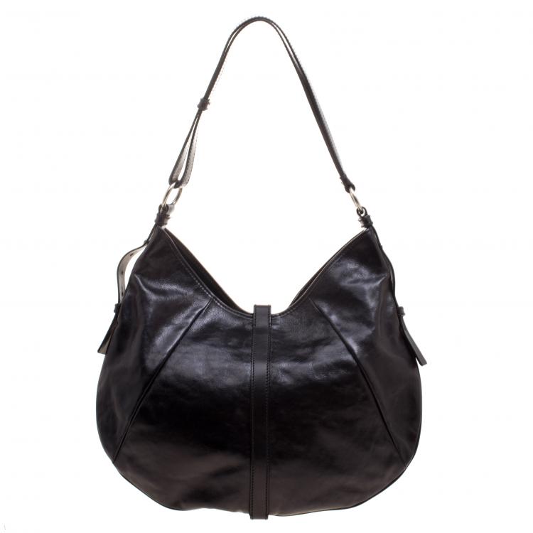 Pre Owned Saint Laurent Black Leather Mombasa Shoulder Bag