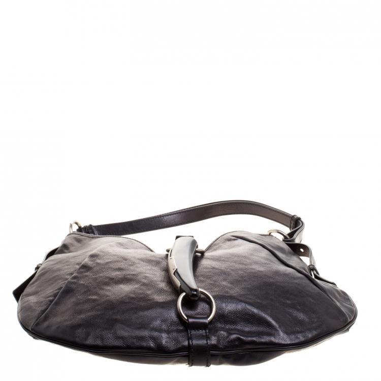 Pre Owned Saint Laurent Black Leather Mombasa Shoulder Bag