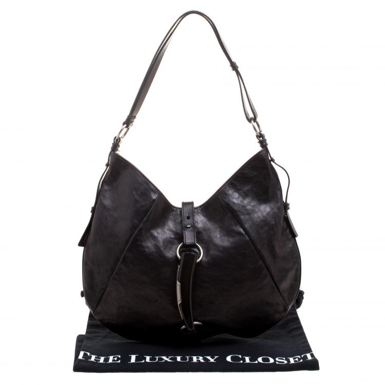 Pre Owned Saint Laurent Black Leather Mombasa Shoulder Bag