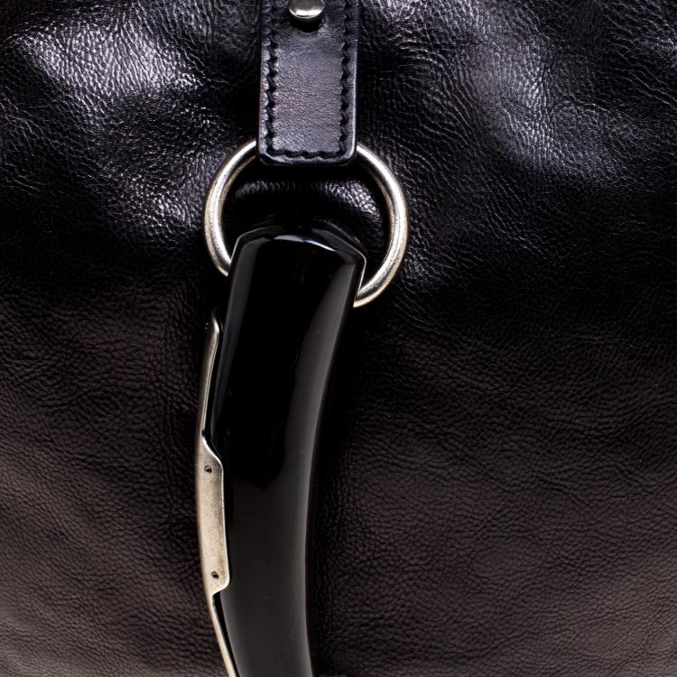 Pre Owned Saint Laurent Black Leather Mombasa Shoulder Bag