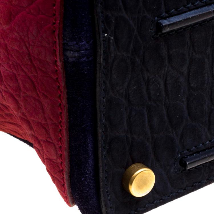 Pre Owned Saint Laurent Multicolor Bubuck and Suede Large Muse Two Satchel