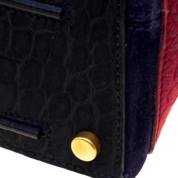 Pre Owned Saint Laurent Multicolor Bubuck and Suede Large Muse Two Satchel