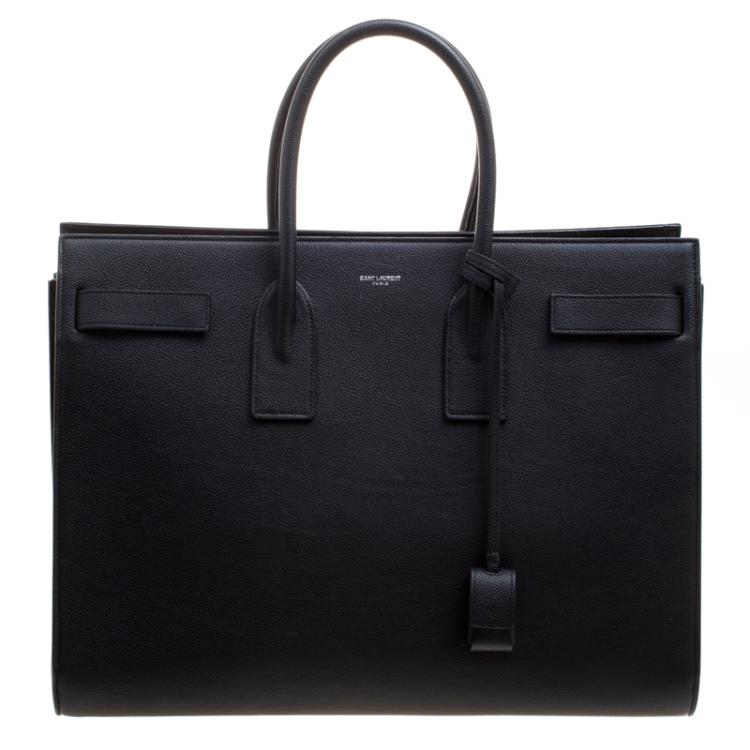 Pre Owned Saint Laurent Black Leather Large Sac De Jour Tote