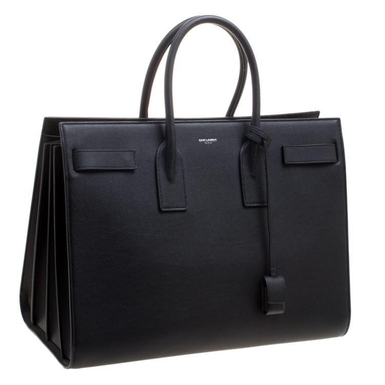 Pre Owned Saint Laurent Black Leather Large Sac De Jour Tote