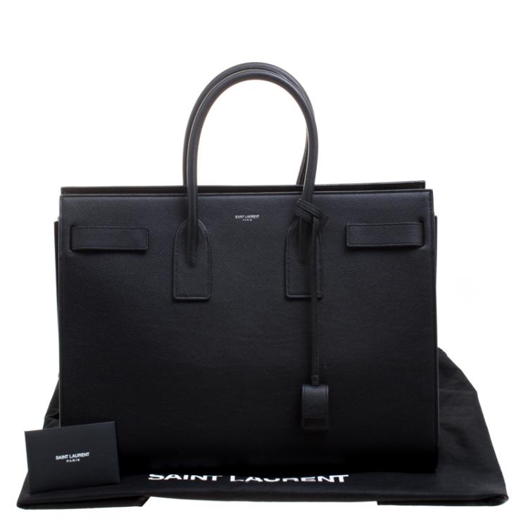 Pre Owned Saint Laurent Black Leather Large Sac De Jour Tote