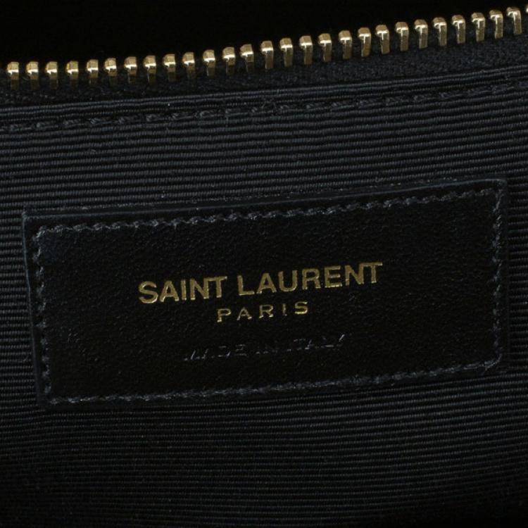 Pre Owned Saint Laurent Paris Beige Chevron Leather Classic Monogram Shopping Tote