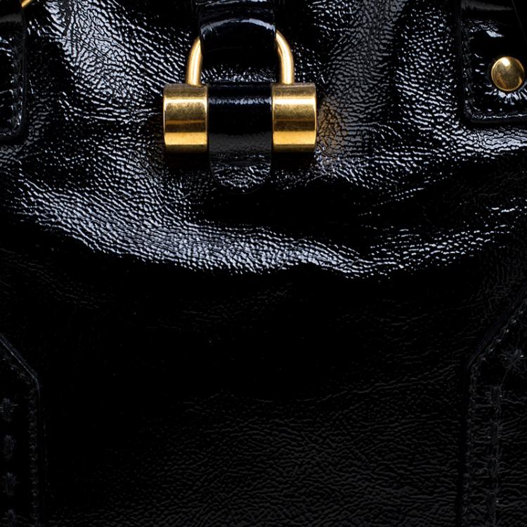 Pre Owned Saint Laurent Paris Black Patent Leather Large Muse Bag
