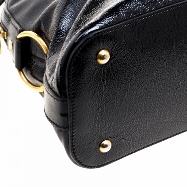 Pre Owned Saint Laurent Paris Black Patent Leather Large Muse Bag