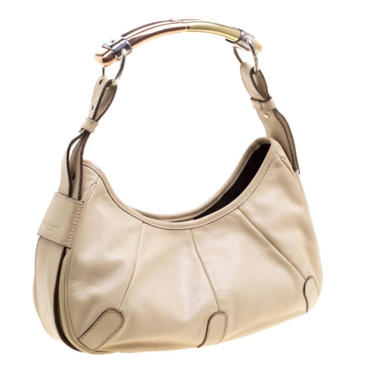 Pre Owned Saint Laurent Beige Leather Mombasa Hobo