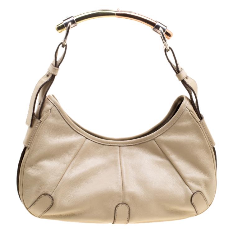 Pre Owned Saint Laurent Beige Leather Mombasa Hobo
