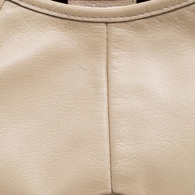 Pre Owned Saint Laurent Beige Leather Mombasa Hobo