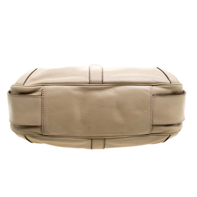 Pre Owned Saint Laurent Beige Leather Mombasa Hobo