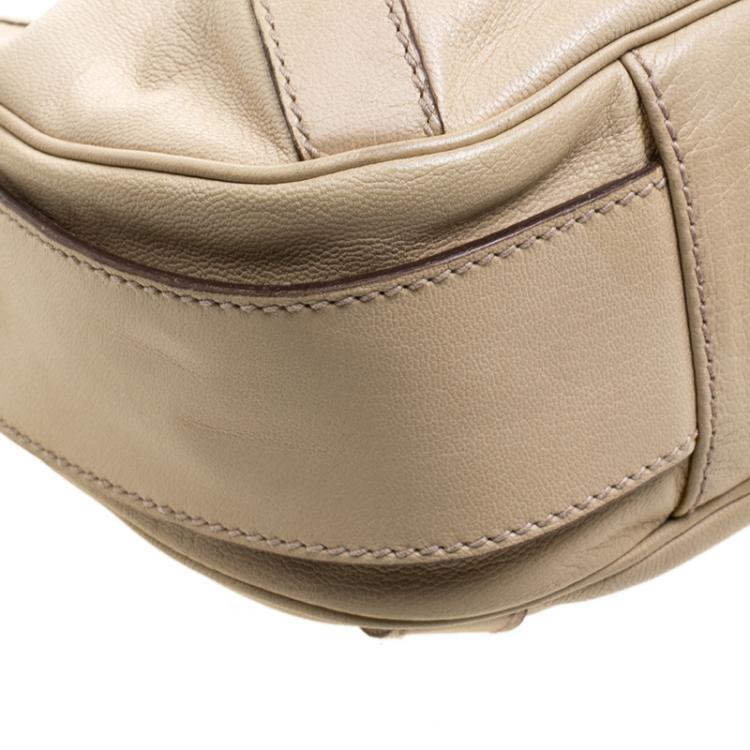 Pre Owned Saint Laurent Beige Leather Mombasa Hobo