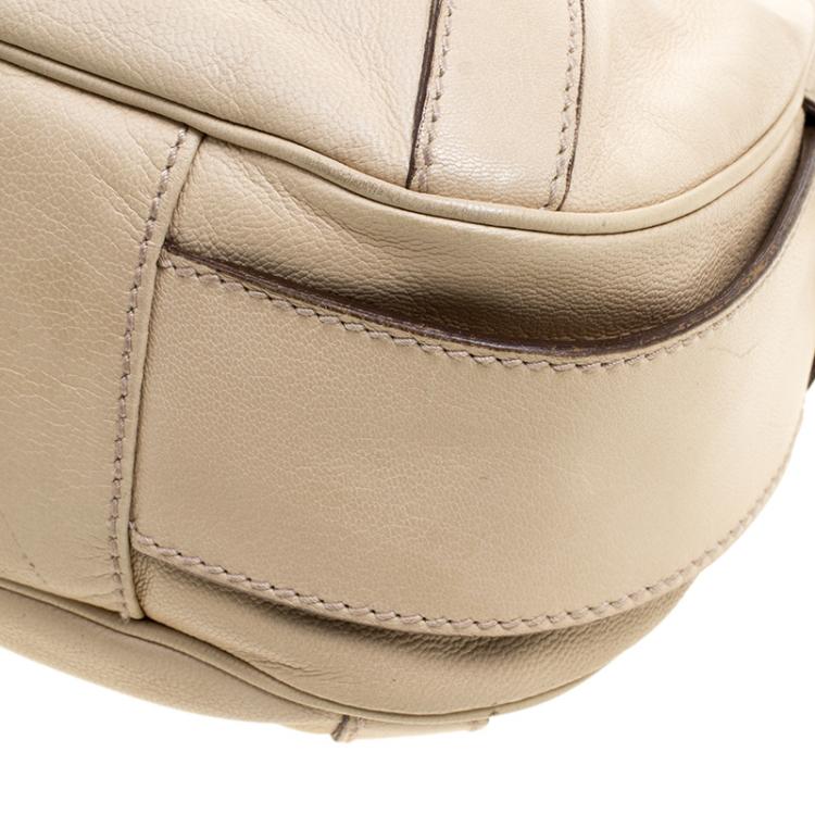 Pre Owned Saint Laurent Beige Leather Mombasa Hobo