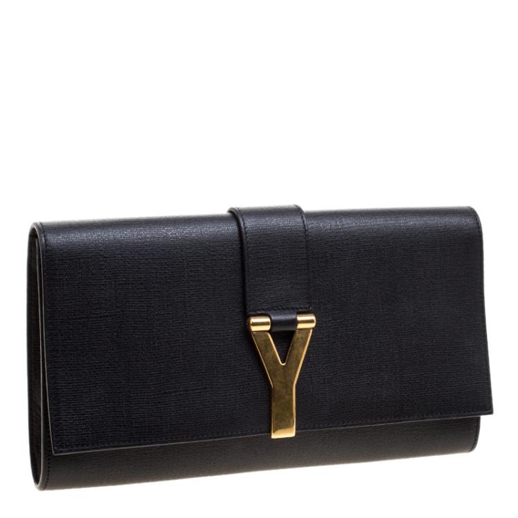 Pre Owned Saint Laurent Black Leather Chyc Clutch