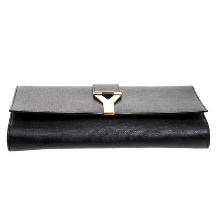 Pre Owned Saint Laurent Black Leather Chyc Clutch