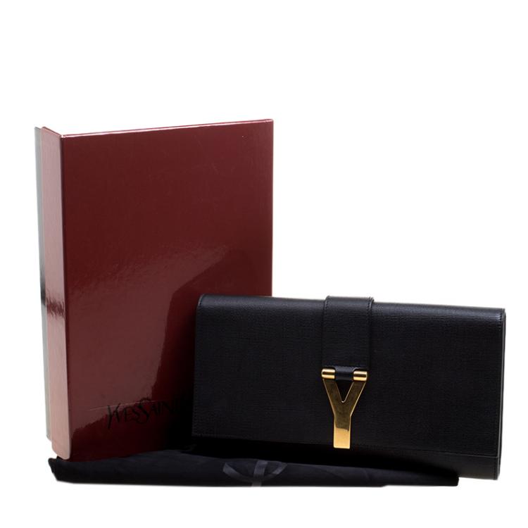 Pre Owned Saint Laurent Black Leather Chyc Clutch