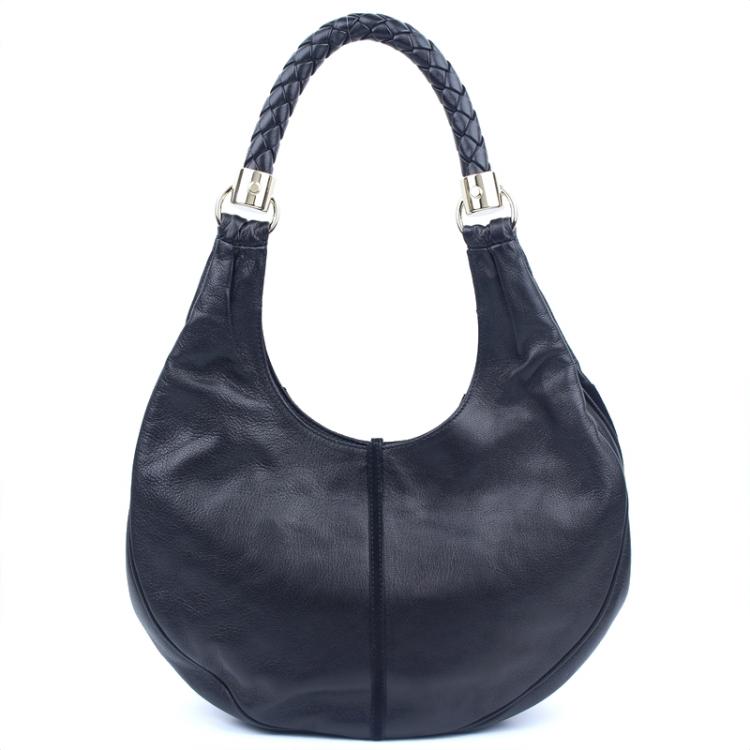 Pre Owned Saint Laurent Paris Black Leather/Suede Tassel Hobo
