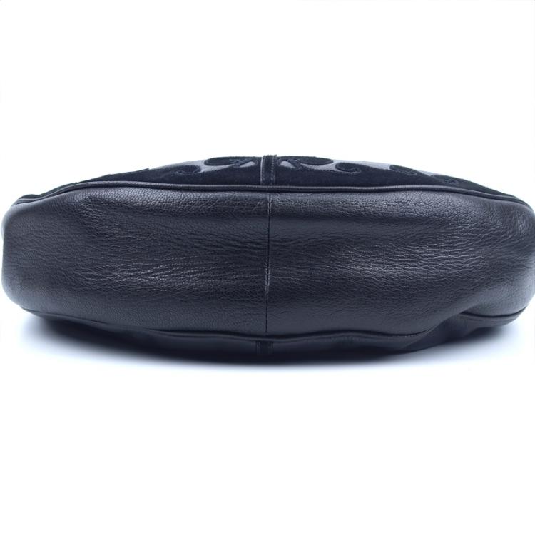 Pre Owned Saint Laurent Paris Black Leather/Suede Tassel Hobo