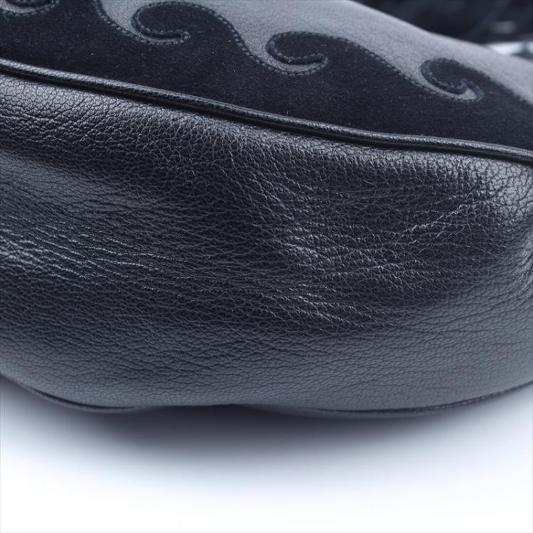 Pre Owned Saint Laurent Paris Black Leather/Suede Tassel Hobo