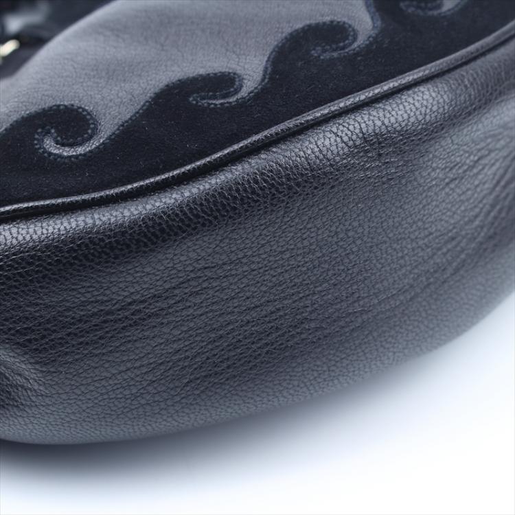 Pre Owned Saint Laurent Paris Black Leather/Suede Tassel Hobo