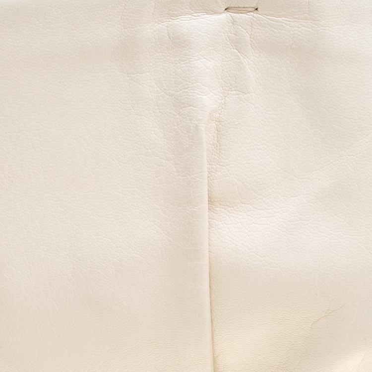 Pre Owned Saint Laurent White Leather Double Horn Shoulder Bag