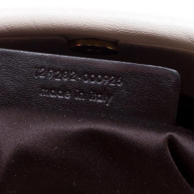 Pre Owned Saint Laurent White Leather Double Horn Shoulder Bag