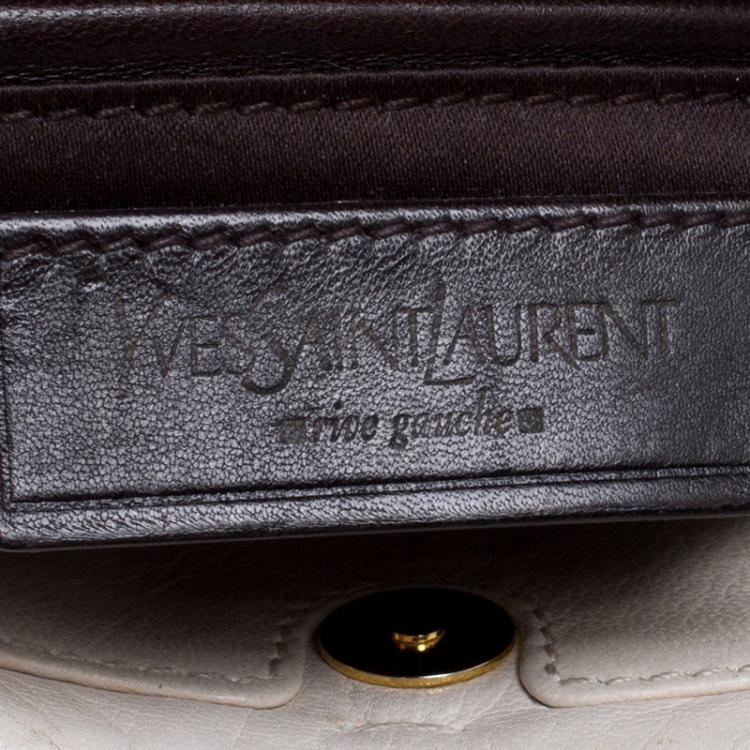 Pre Owned Saint Laurent White Leather Double Horn Shoulder Bag