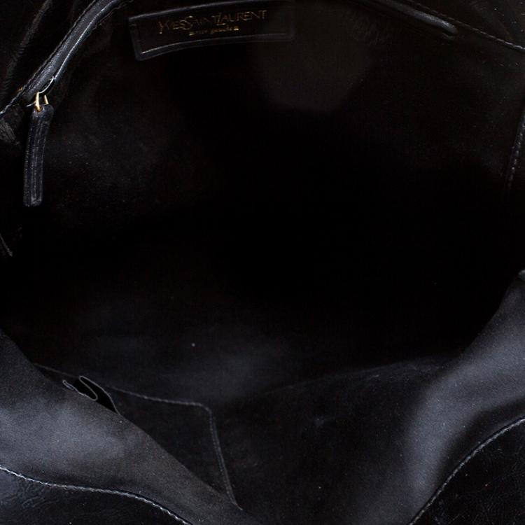 Pre Owned Saint Laurent Black Glazed Leather Tribute Tote