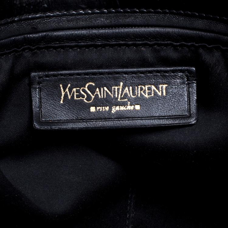 Pre Owned Saint Laurent Black Glazed Leather Tribute Tote