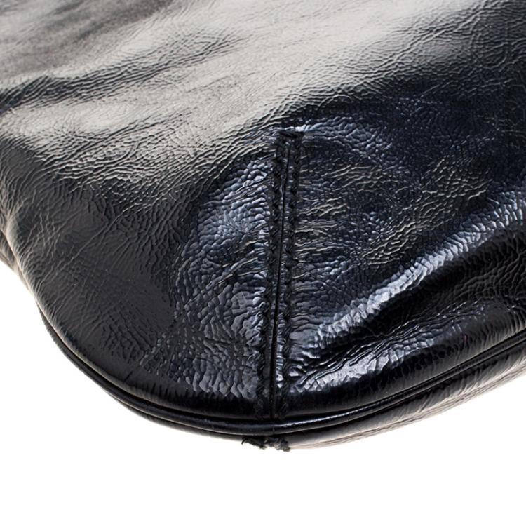 Pre Owned Saint Laurent Black Glazed Leather Tribute Tote