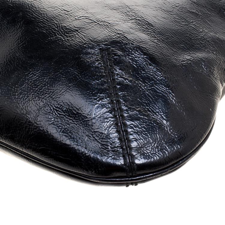 Pre Owned Saint Laurent Black Glazed Leather Tribute Tote