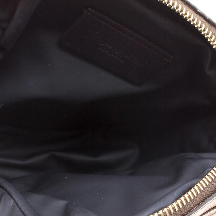 Pre Owned Saint Laurent Bronze Leather Mini Belle de Jour Wristlet Bag