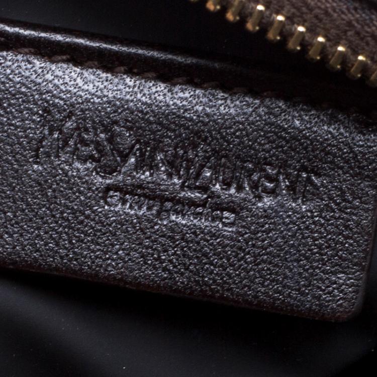 Pre Owned Saint Laurent Bronze Leather Mini Belle de Jour Wristlet Bag