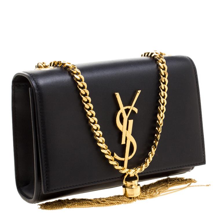 Pre Owned Saint Laurent Black Leather Small Kate Tassel Crossbody Bag