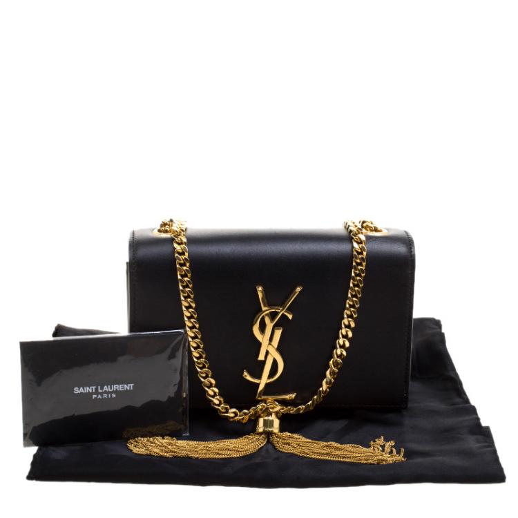 Pre Owned Saint Laurent Black Leather Small Kate Tassel Crossbody Bag