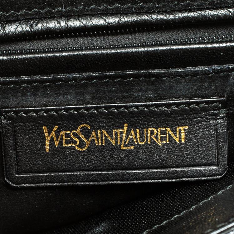 Pre Owned Saint Laurent Black Textured Patent Leather Large Chyc Shoulder Bag