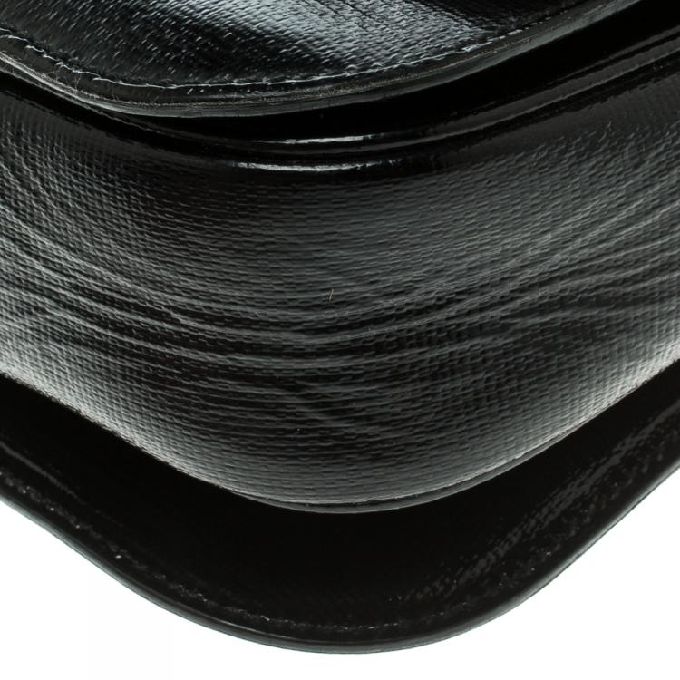 Pre Owned Saint Laurent Black Textured Patent Leather Large Chyc Shoulder Bag