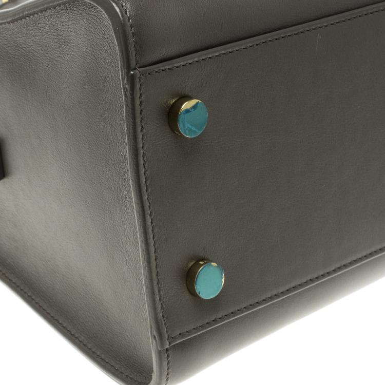 Pre Owned Saint Laurent Grey Leather Small Monogramme Cabas Tote