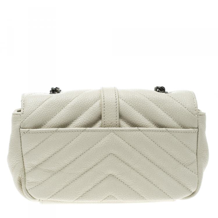 Pre Owned Saint Laurent White Quilted Leather Baby Classic Shoulder Bag